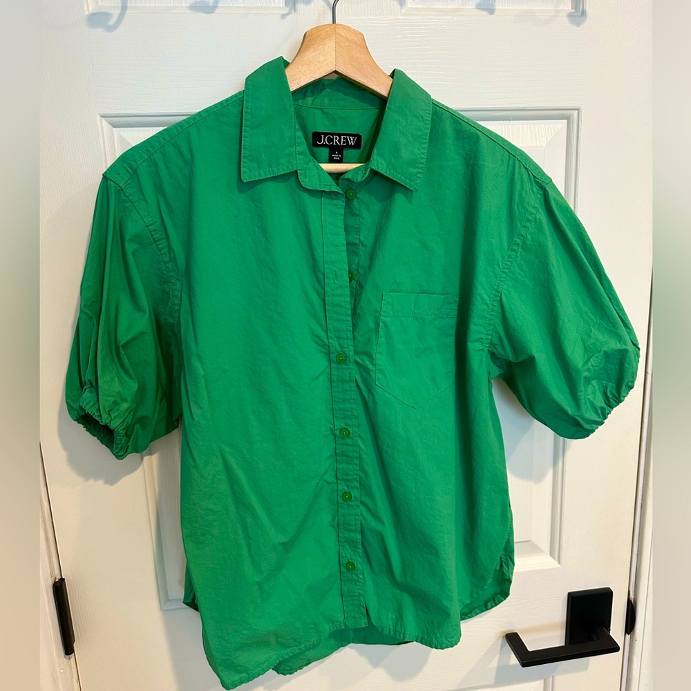 Green J Crew cotton button down, size 8